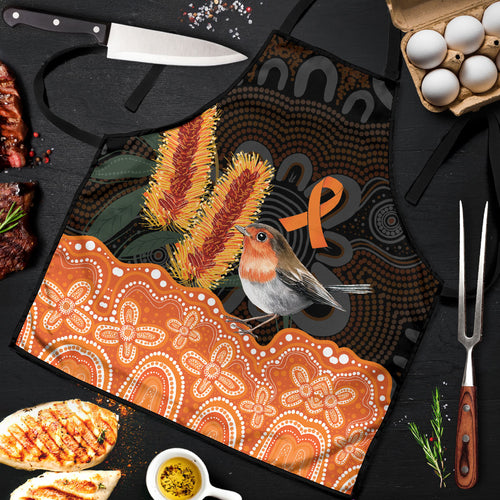 Australia Leukemia Awareness Month Apron Flame Robin Bottlebrush Aboriginal Art