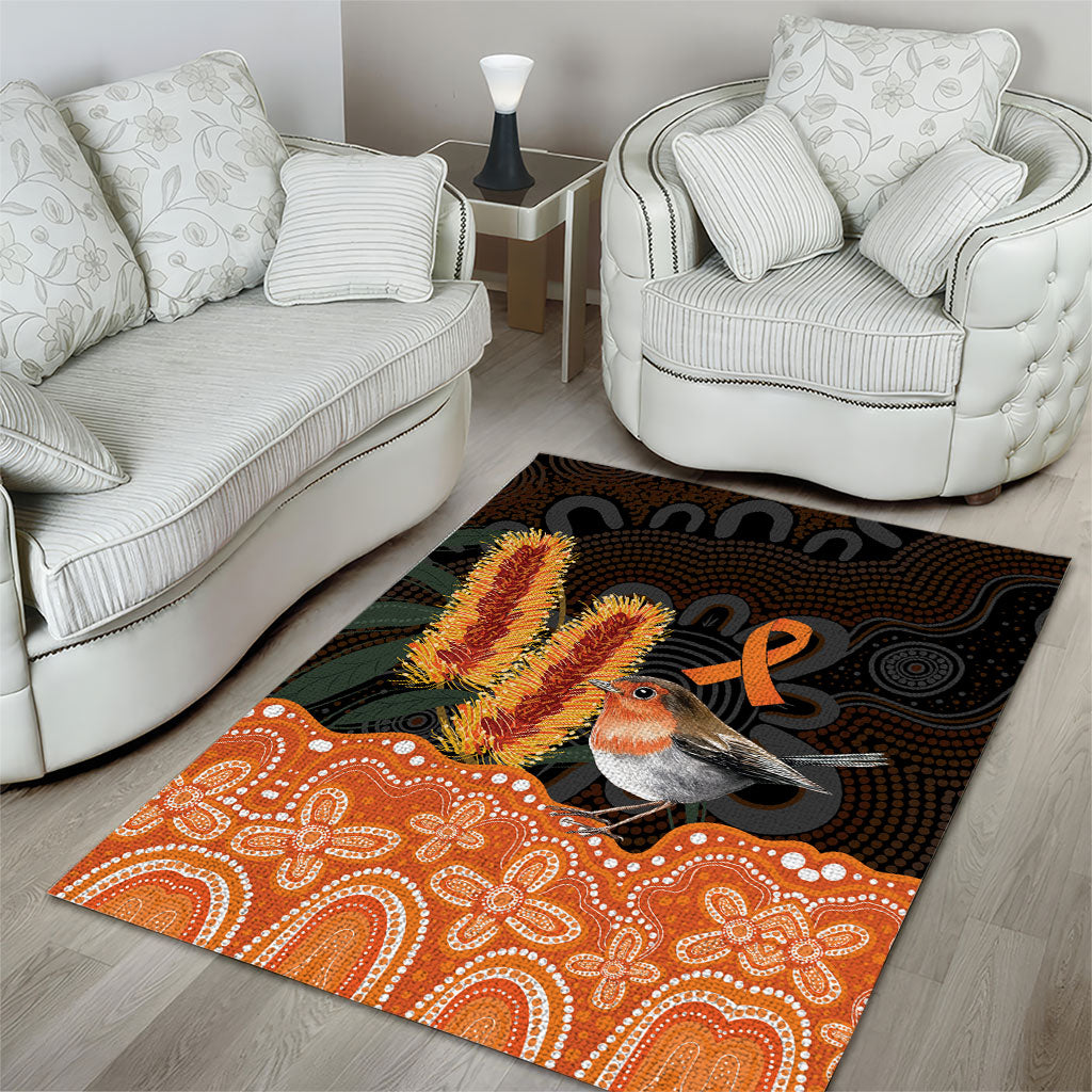 Australia Leukemia Awareness Month Area Rug Flame Robin Bottlebrush Aboriginal Art