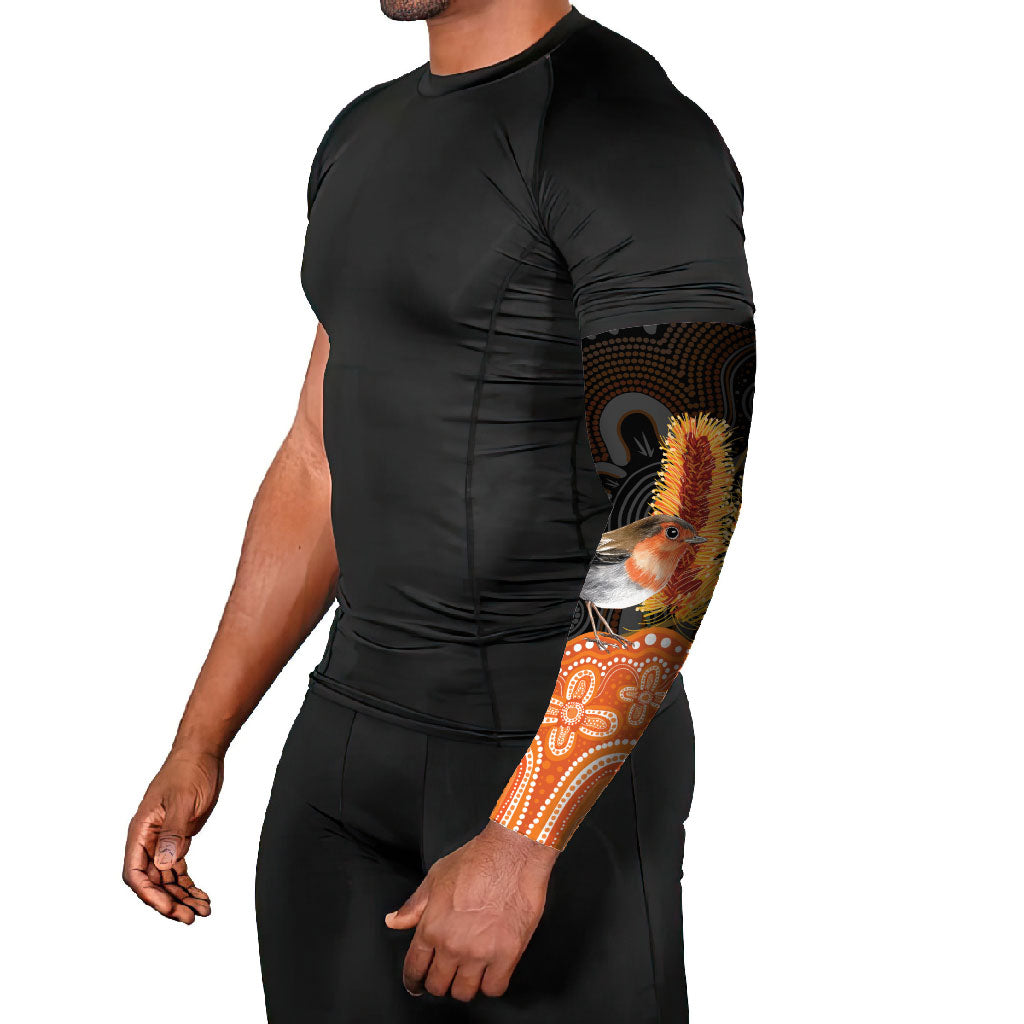 Australia Leukemia Awareness Month Arm Sleeves Flame Robin Bottlebrush Aboriginal Art
