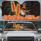 Australia Leukemia Awareness Month Auto Sun Shade Flame Robin Bottlebrush Aboriginal Art