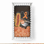Australia Leukemia Awareness Month Baby Bed Cover Flame Robin Bottlebrush Aboriginal Art