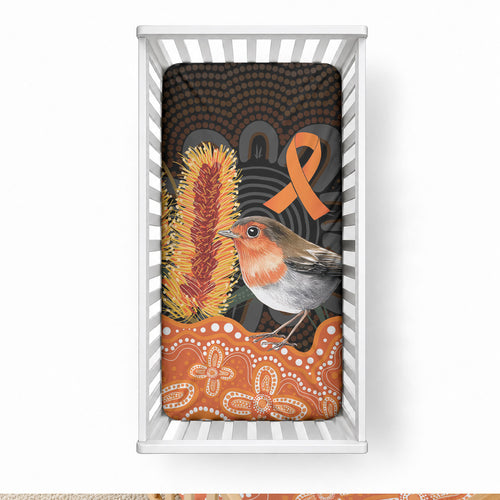 Australia Leukemia Awareness Month Baby Bed Cover Flame Robin Bottlebrush Aboriginal Art