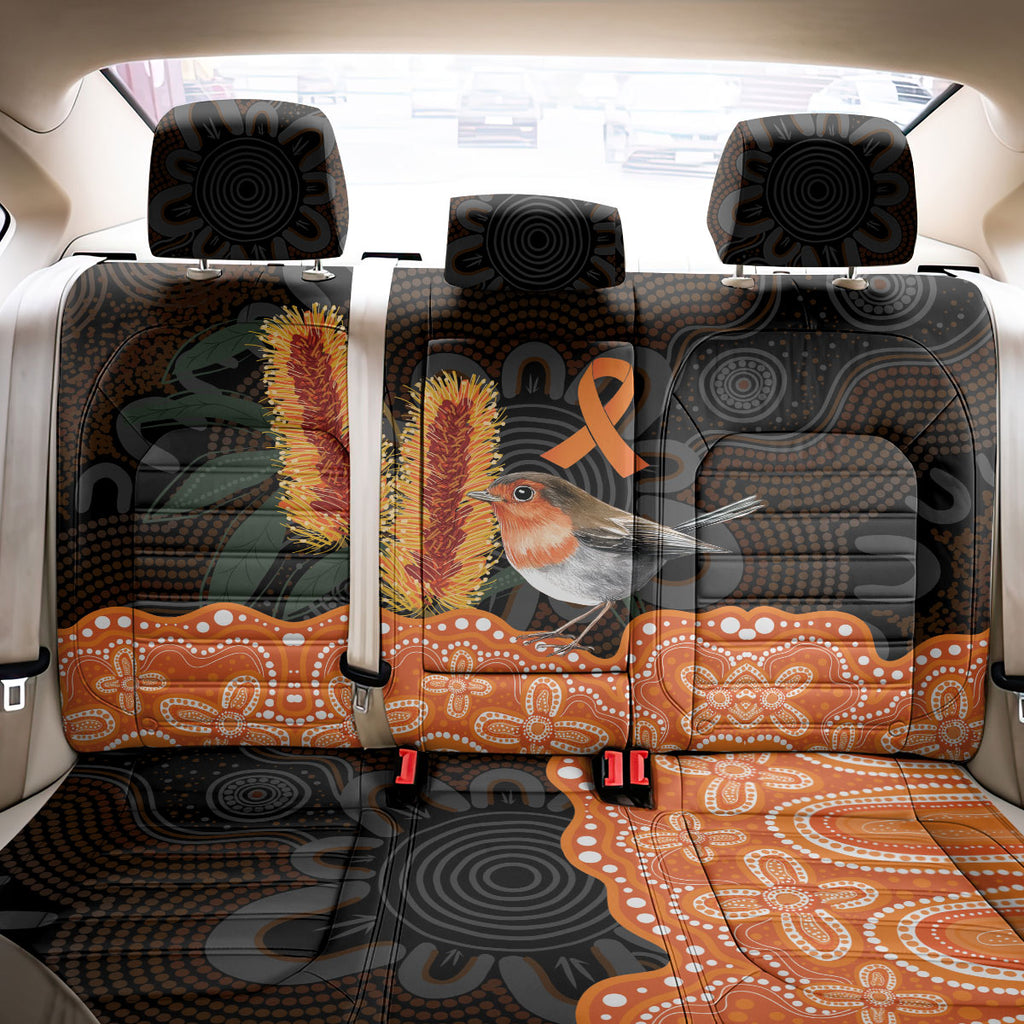 Australia Leukemia Awareness Month Back Car Seat Cover Flame Robin Bottlebrush Aboriginal Art