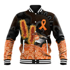 Australia Leukemia Awareness Month Baseball Jacket Flame Robin Bottlebrush Aboriginal Art
