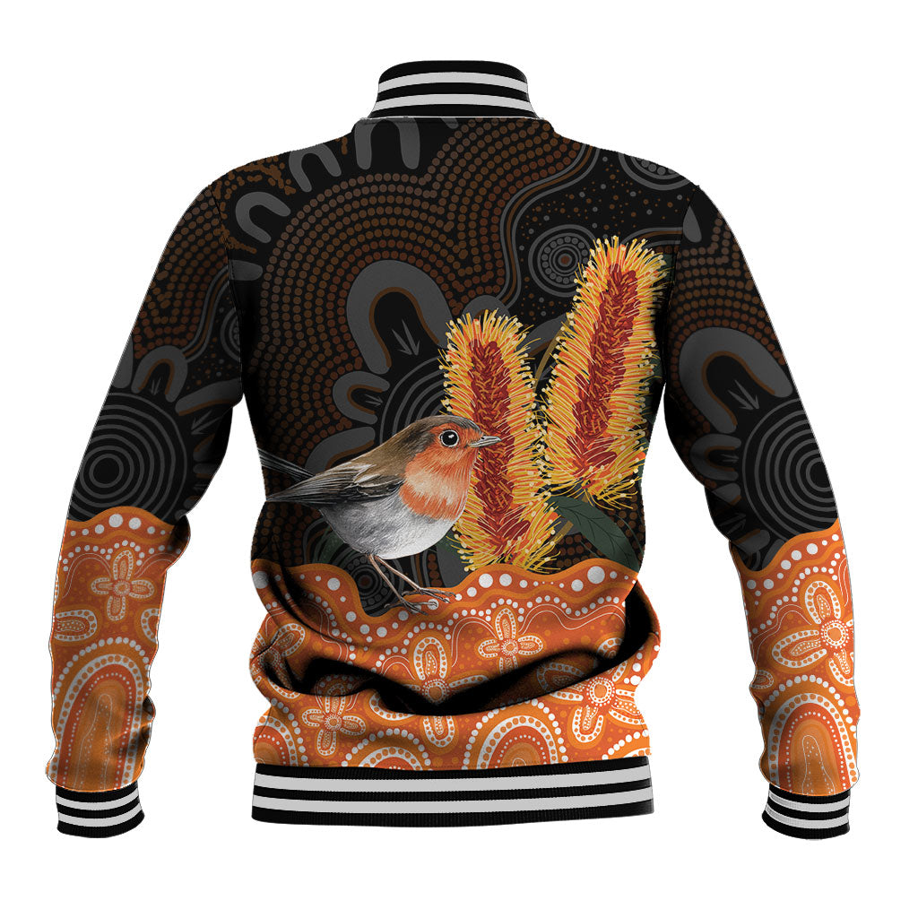 Australia Leukemia Awareness Month Baseball Jacket Flame Robin Bottlebrush Aboriginal Art