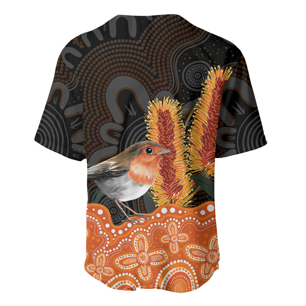 Australia Leukemia Awareness Month Baseball Jersey Flame Robin Bottlebrush Aboriginal Art