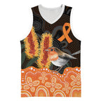 Australia Leukemia Awareness Month Basketball Jersey Flame Robin Bottlebrush Aboriginal Art