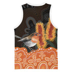 Australia Leukemia Awareness Month Basketball Jersey Flame Robin Bottlebrush Aboriginal Art