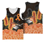 Australia Leukemia Awareness Month Basketball Jersey Flame Robin Bottlebrush Aboriginal Art
