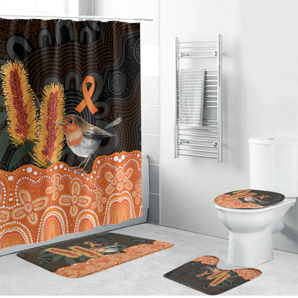 Australia Leukemia Awareness Month Bathroom Set Flame Robin Bottlebrush Aboriginal Art
