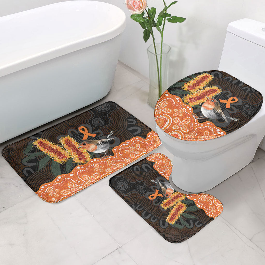 Australia Leukemia Awareness Month Bathroom Set Flame Robin Bottlebrush Aboriginal Art
