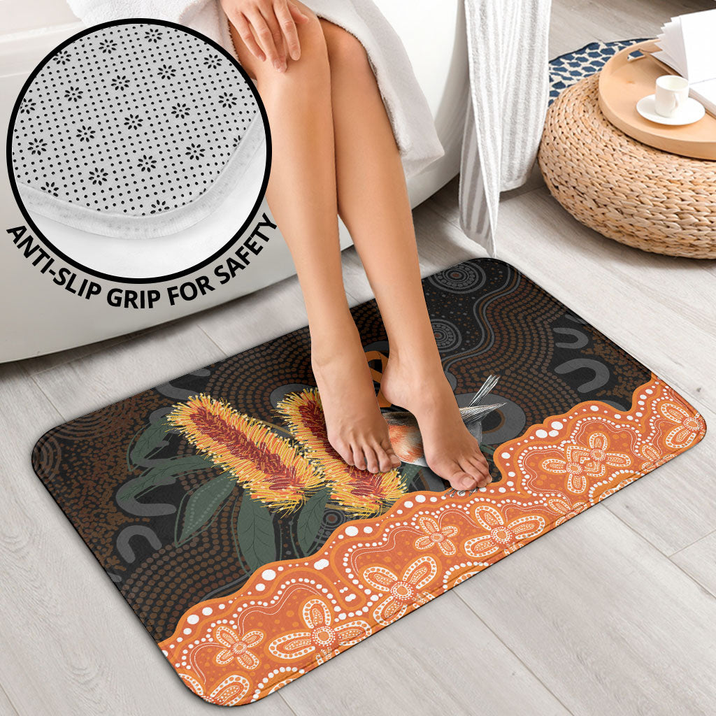 Australia Leukemia Awareness Month Bathroom Set Flame Robin Bottlebrush Aboriginal Art