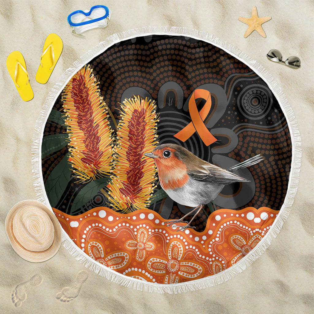 Australia Leukemia Awareness Month Beach Blanket Flame Robin Bottlebrush Aboriginal Art