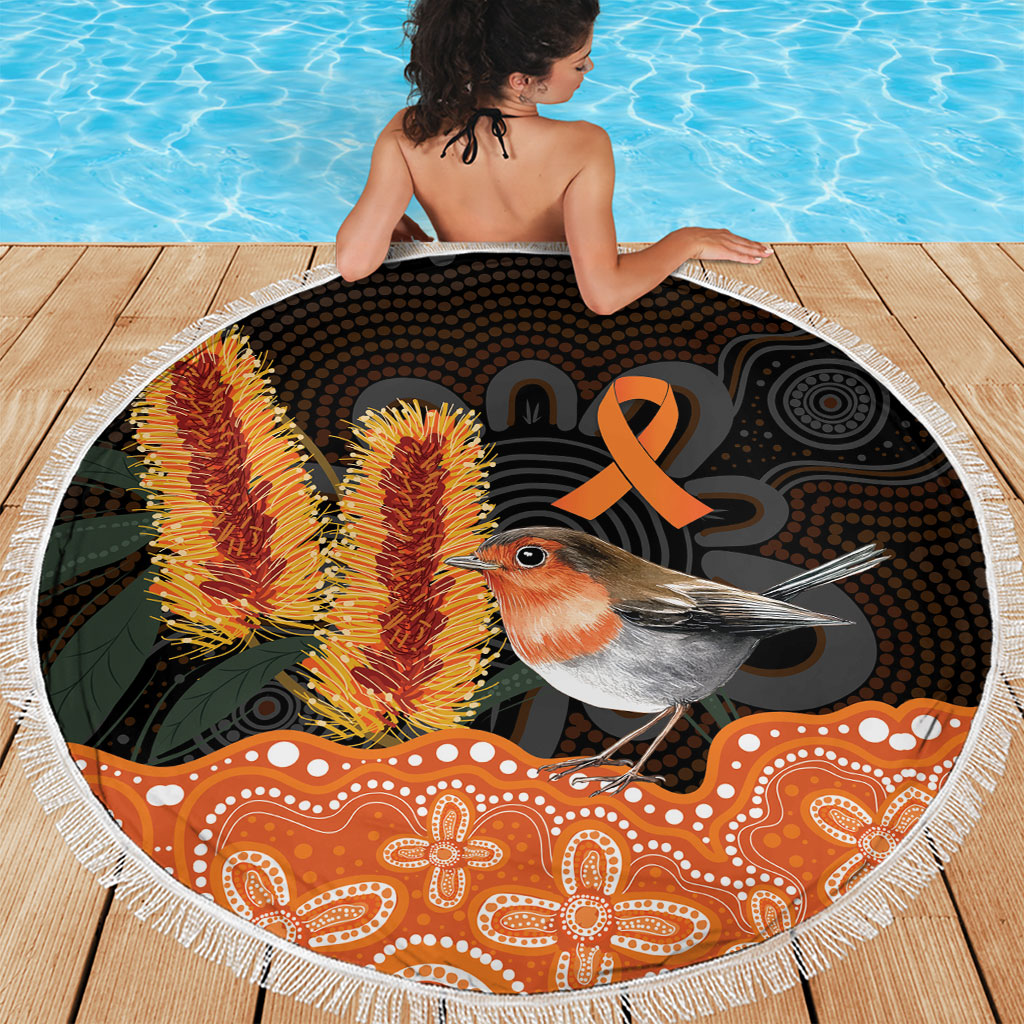 Australia Leukemia Awareness Month Beach Blanket Flame Robin Bottlebrush Aboriginal Art