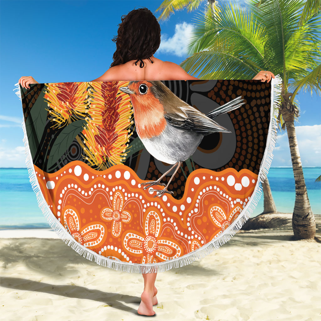 Australia Leukemia Awareness Month Beach Blanket Flame Robin Bottlebrush Aboriginal Art