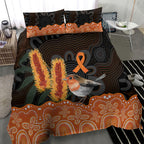 Australia Leukemia Awareness Month Bedding Set Flame Robin Bottlebrush Aboriginal Art