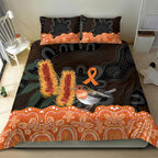 Australia Leukemia Awareness Month Bedding Set Flame Robin Bottlebrush Aboriginal Art