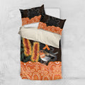Australia Leukemia Awareness Month Bedding Set Flame Robin Bottlebrush Aboriginal Art