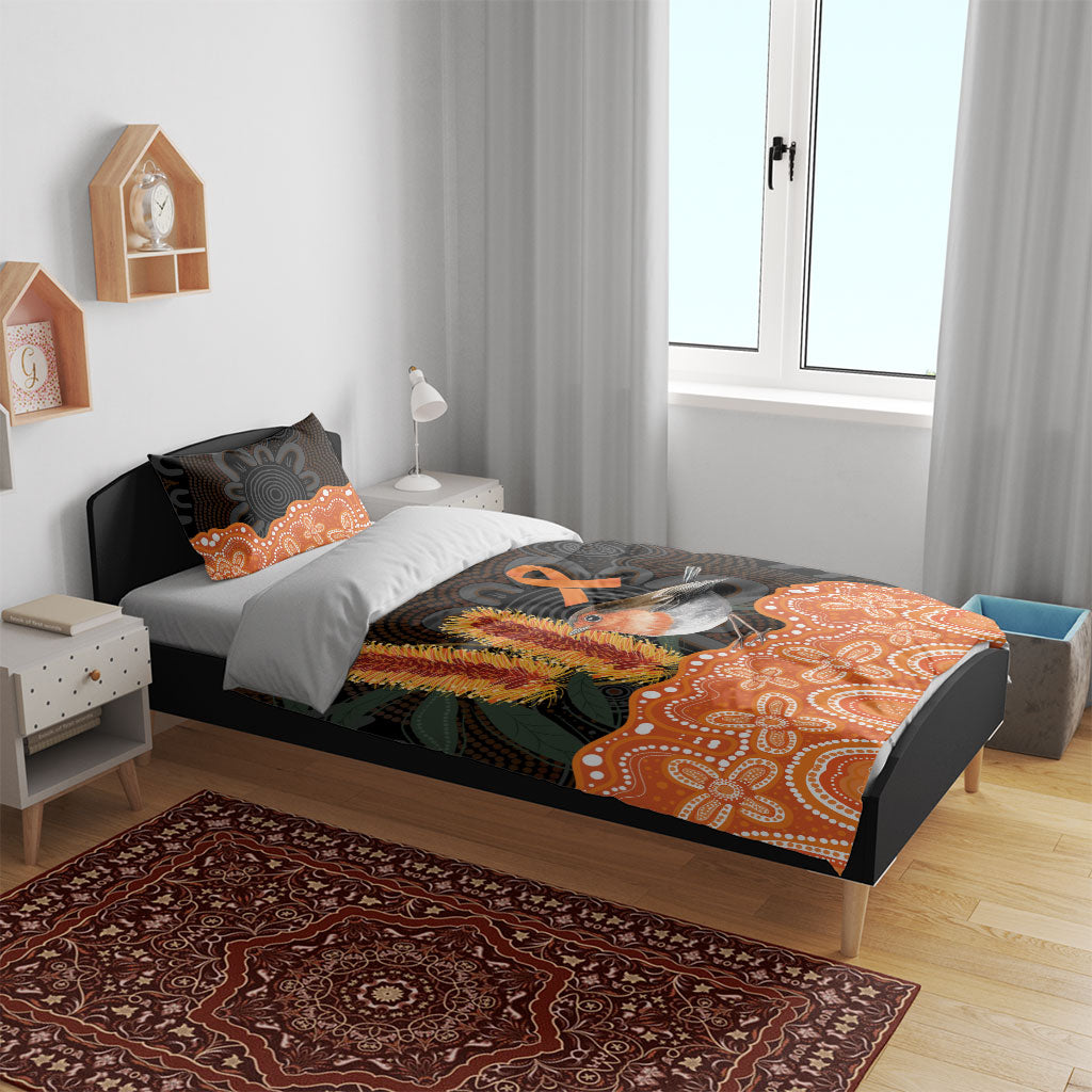 Australia Leukemia Awareness Month Bedding Set Flame Robin Bottlebrush Aboriginal Art