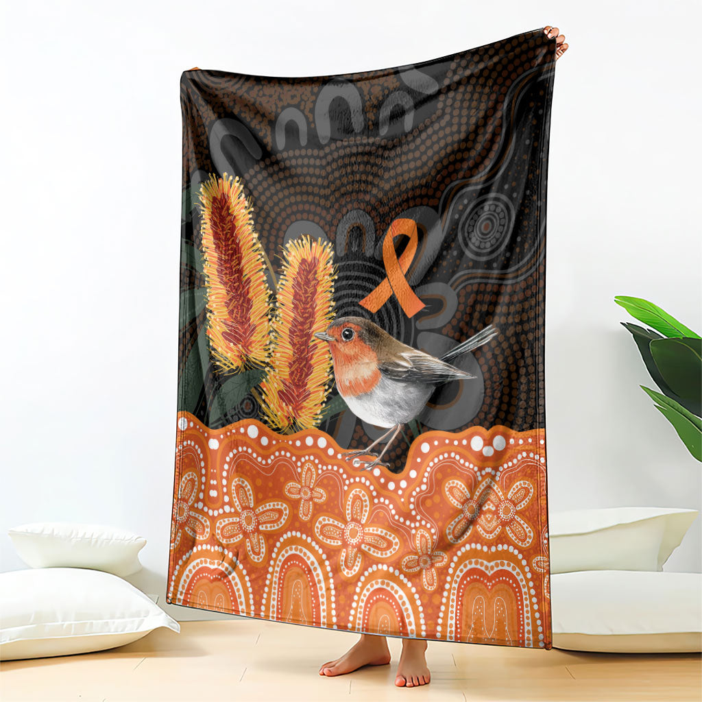 Australia Leukemia Awareness Month Blanket Flame Robin Bottlebrush Aboriginal Art