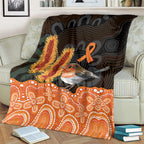 Australia Leukemia Awareness Month Blanket Flame Robin Bottlebrush Aboriginal Art