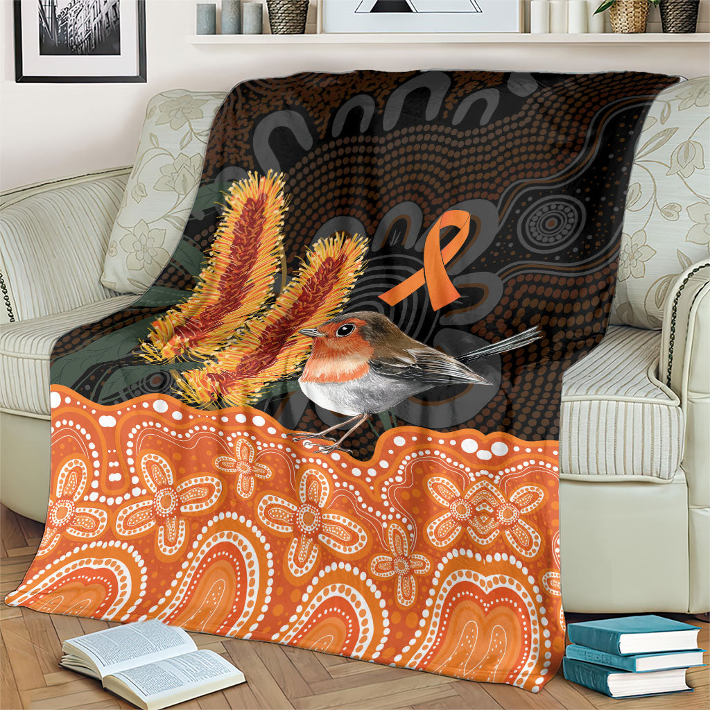 Australia Leukemia Awareness Month Blanket Flame Robin Bottlebrush Aboriginal Art