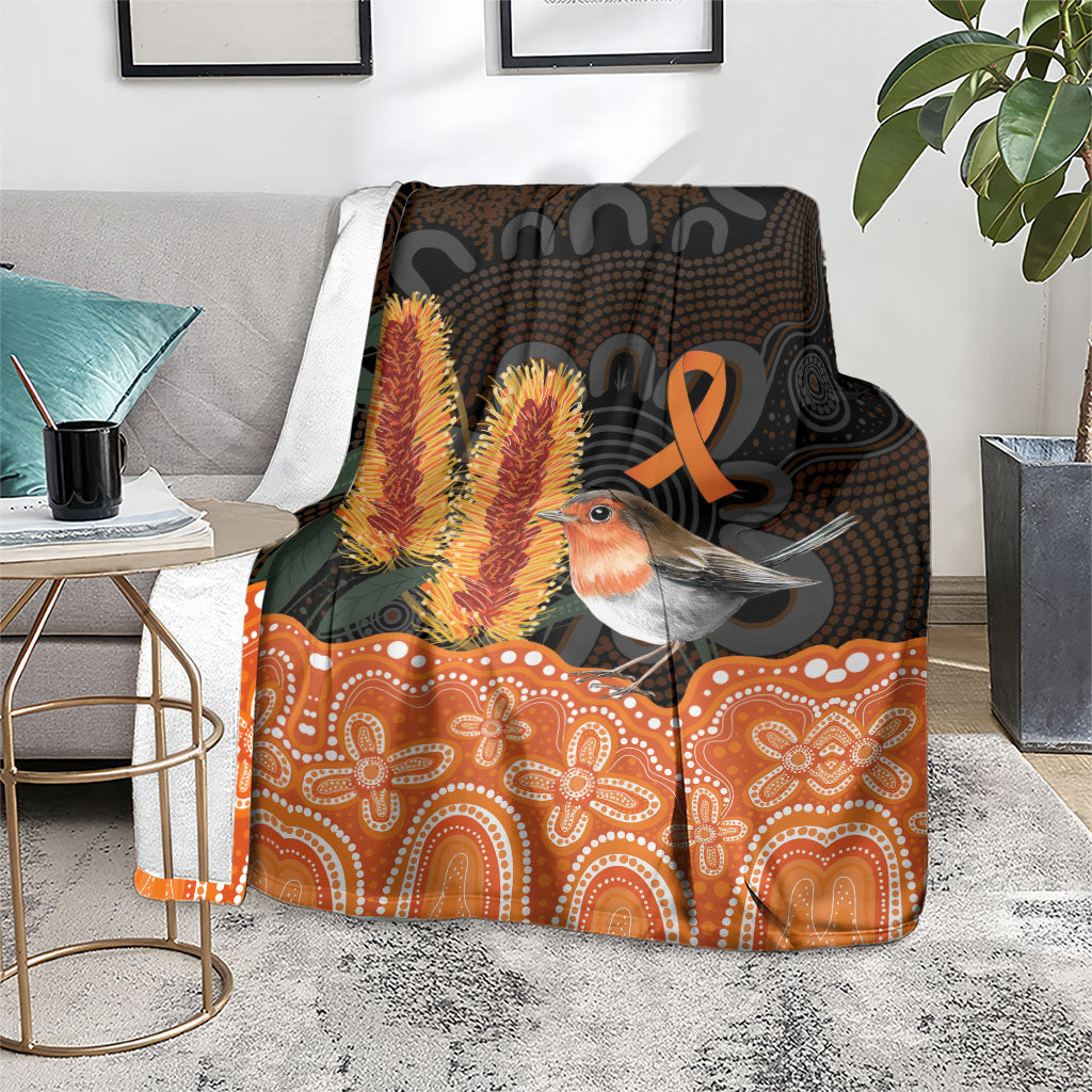Australia Leukemia Awareness Month Blanket Flame Robin Bottlebrush Aboriginal Art