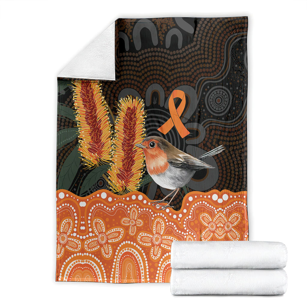 Australia Leukemia Awareness Month Blanket Flame Robin Bottlebrush Aboriginal Art