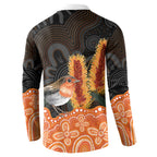 Australia Leukemia Awareness Month Button Sweatshirt Flame Robin Bottlebrush Aboriginal Art