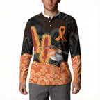 Australia Leukemia Awareness Month Button Sweatshirt Flame Robin Bottlebrush Aboriginal Art