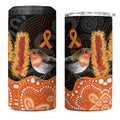 Australia Leukemia Awareness Month 4 in 1 Can Cooler Tumbler Flame Robin Bottlebrush Aboriginal Art
