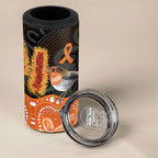 Australia Leukemia Awareness Month 4 in 1 Can Cooler Tumbler Flame Robin Bottlebrush Aboriginal Art
