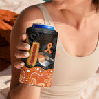 Australia Leukemia Awareness Month 4 in 1 Can Cooler Tumbler Flame Robin Bottlebrush Aboriginal Art