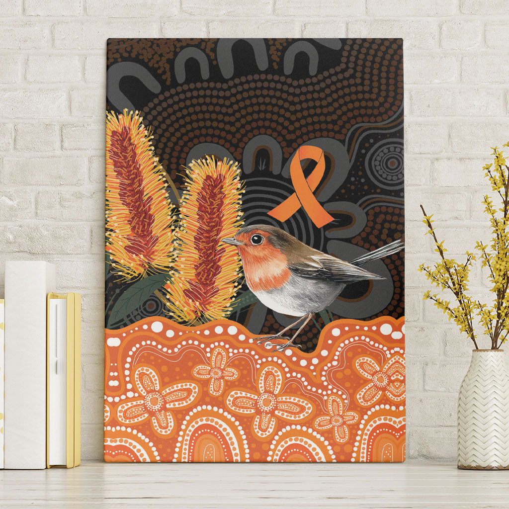 Australia Leukemia Awareness Month Canvas Wall Art Flame Robin Bottlebrush Aboriginal Art
