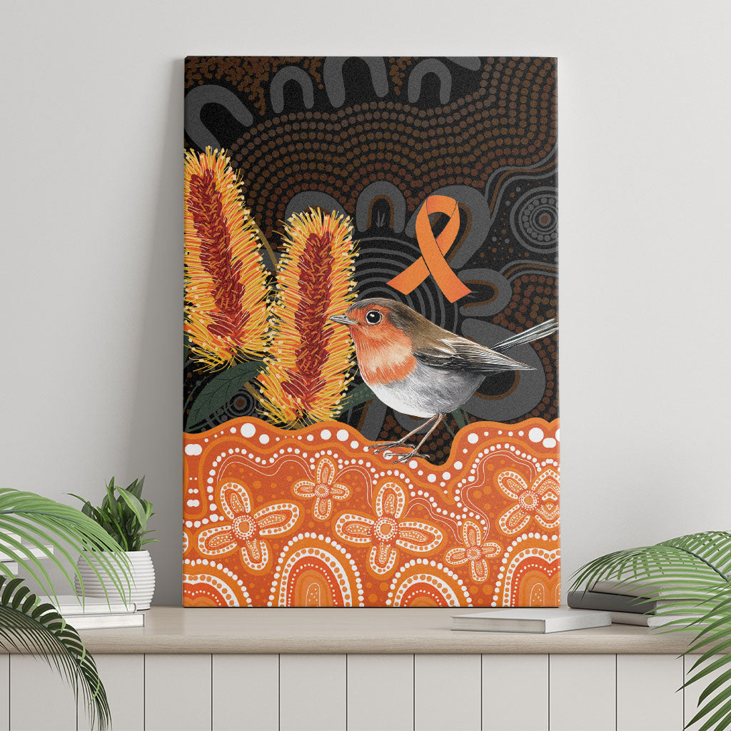 Australia Leukemia Awareness Month Canvas Wall Art Flame Robin Bottlebrush Aboriginal Art
