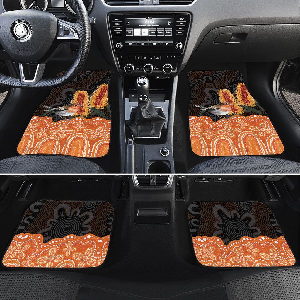 Australia Leukemia Awareness Month Car Mats Flame Robin Bottlebrush Aboriginal Art