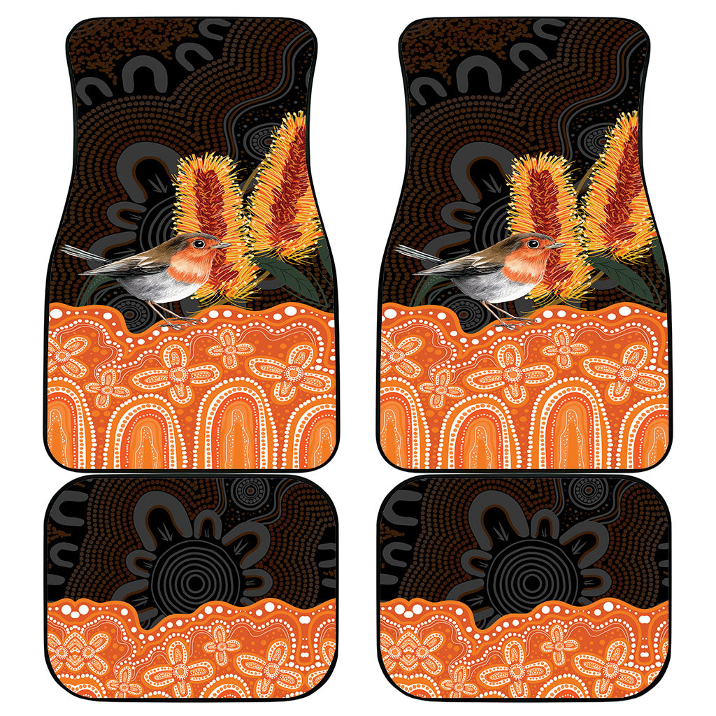 Australia Leukemia Awareness Month Car Mats Flame Robin Bottlebrush Aboriginal Art