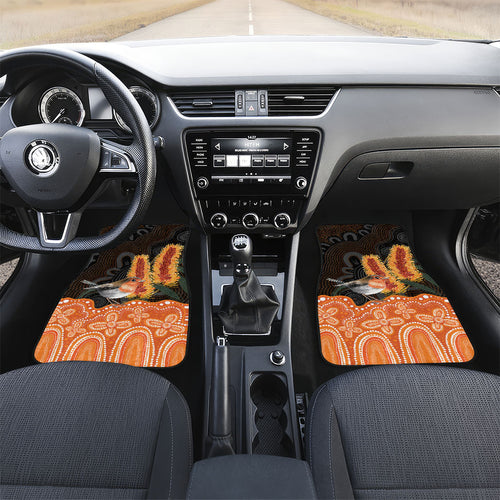 Australia Leukemia Awareness Month Car Mats Flame Robin Bottlebrush Aboriginal Art