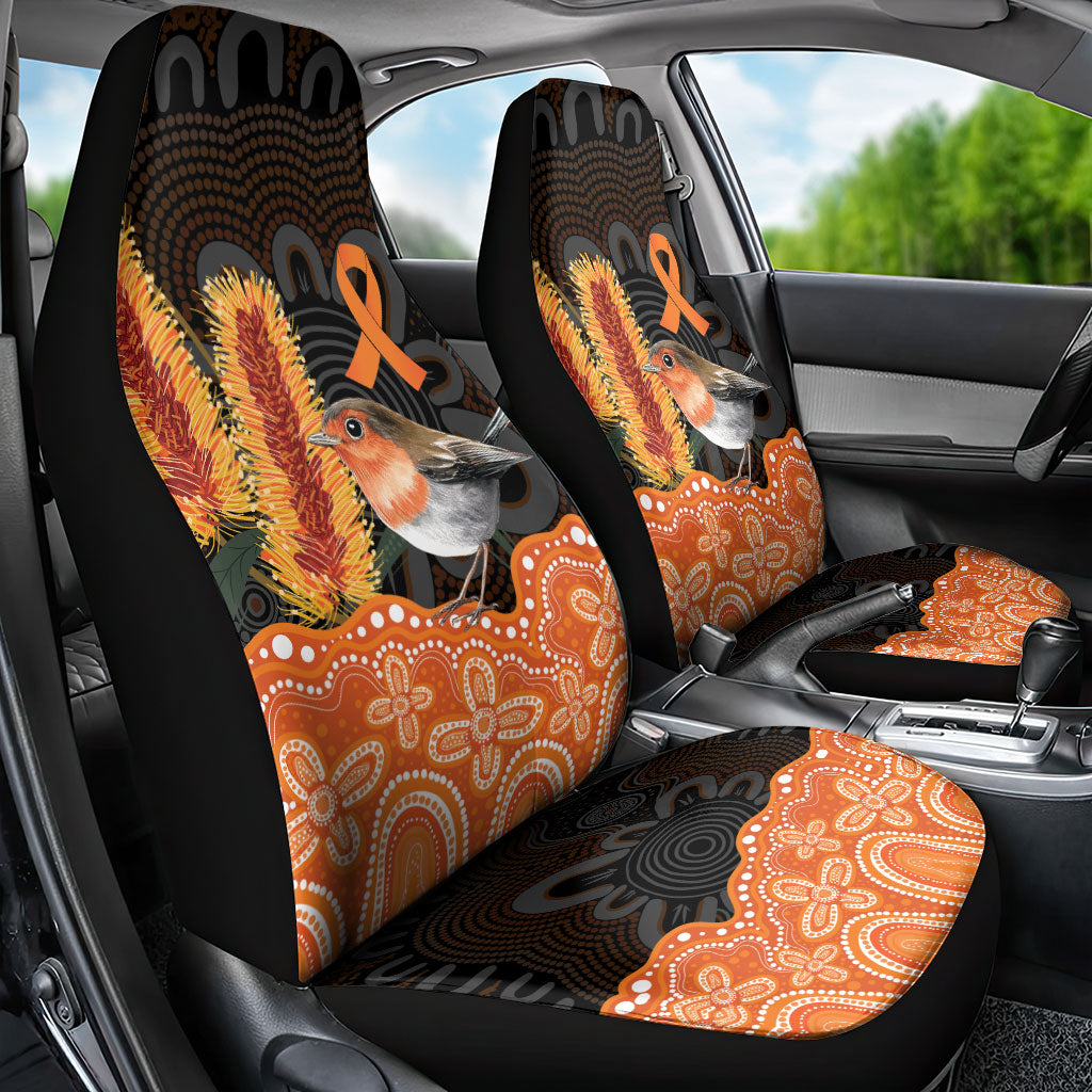 Australia Leukemia Awareness Month Car Seat Cover Flame Robin Bottlebrush Aboriginal Art