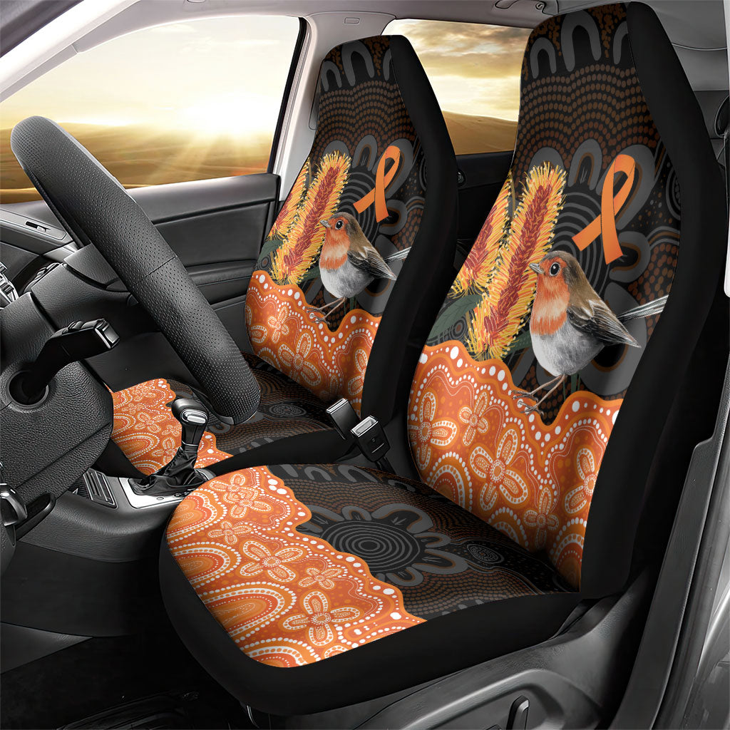 Australia Leukemia Awareness Month Car Seat Cover Flame Robin Bottlebrush Aboriginal Art