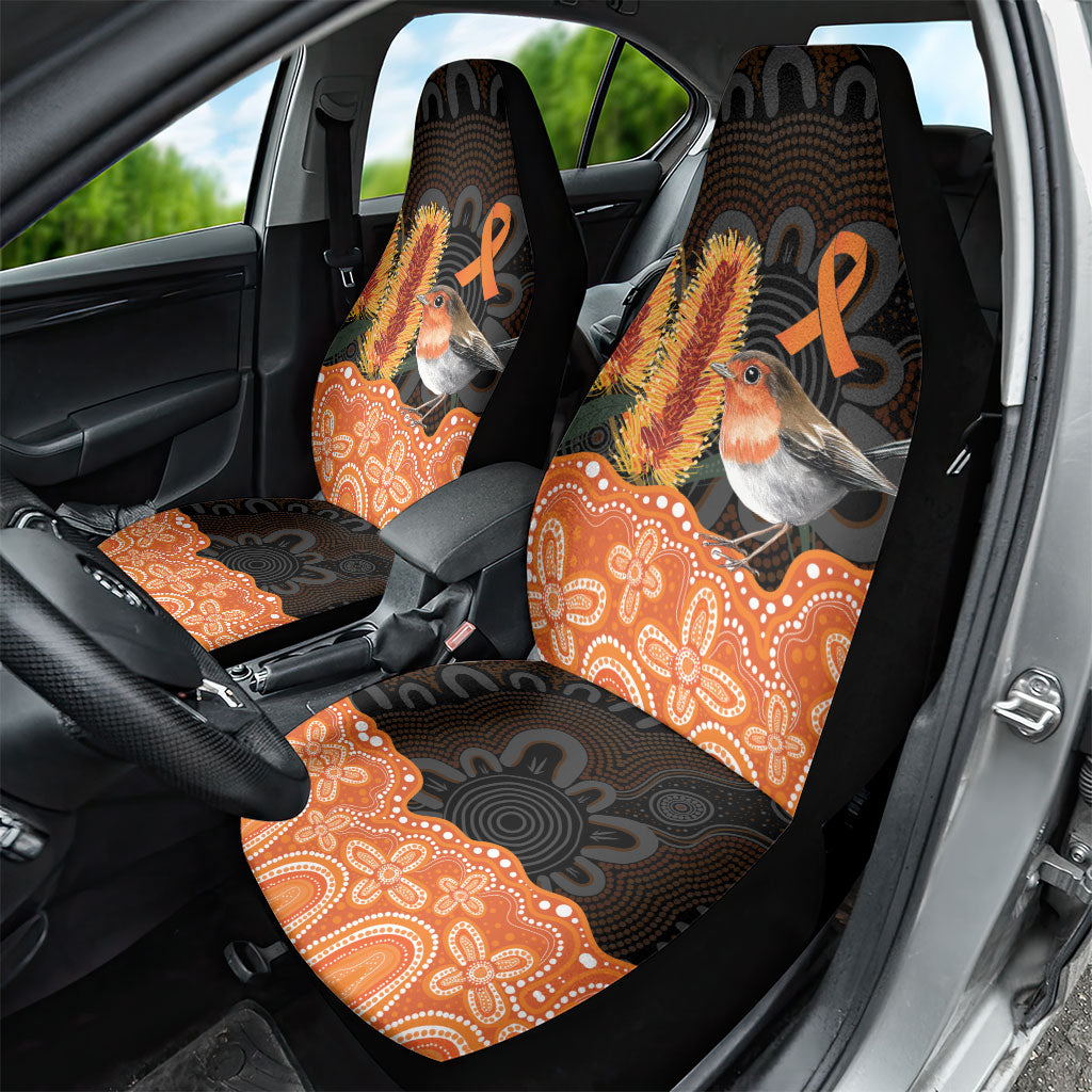 Australia Leukemia Awareness Month Car Seat Cover Flame Robin Bottlebrush Aboriginal Art