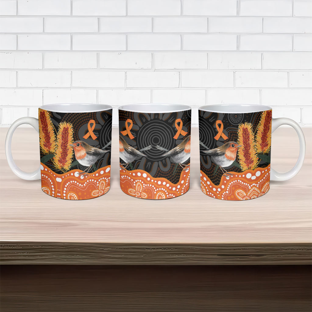 Australia Leukemia Awareness Month Ceramic Mug Flame Robin Bottlebrush Aboriginal Art