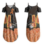 Australia Leukemia Awareness Month Couples Matching Summer Maxi Dress and Long Sleeve Button Shirt Flame Robin Bottlebrush Aboriginal Art