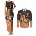 Australia Leukemia Awareness Month Couples Matching Tank Maxi Dress and Long Sleeve Button Shirt Flame Robin Bottlebrush Aboriginal Art