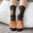 Australia Leukemia Awareness Month Crew Socks Flame Robin Bottlebrush Aboriginal Art