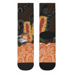 Australia Leukemia Awareness Month Crew Socks Flame Robin Bottlebrush Aboriginal Art