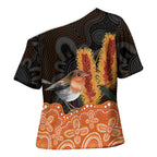 Australia Leukemia Awareness Month Cross Shoulder Shirt Flame Robin Bottlebrush Aboriginal Art