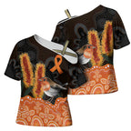 Australia Leukemia Awareness Month Cross Shoulder Shirt Flame Robin Bottlebrush Aboriginal Art