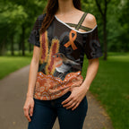 Australia Leukemia Awareness Month Cross Shoulder Shirt Flame Robin Bottlebrush Aboriginal Art