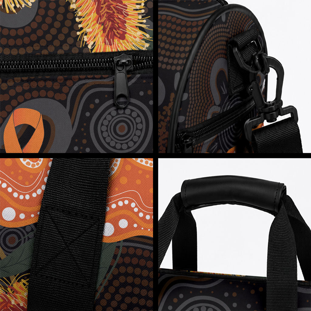 Australia Leukemia Awareness Month Duffle Bag Flame Robin Bottlebrush Aboriginal Art